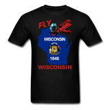Fly Wisconsin - State Flag - Biplane - Unisex Classic T-Shirt - black