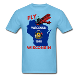 Fly Wisconsin - State Flag - Biplane - Unisex Classic T-Shirt - aquatic blue