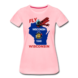 Fly Wisconsin - State Flag - Biplane - Women’s Premium T-Shirt - pink