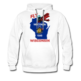 Fly Wisconsin - State Flag - Biplane - Men’s Premium Hoodie - white