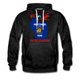 Fly Wisconsin - State Flag - Biplane - Men’s Premium Hoodie - charcoal gray