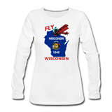 Fly Wisconsin - State Flag - Biplane - Women's Premium Long Sleeve T-Shirt - white
