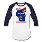 Fly Wisconsin - State Flag - Biplane - Baseball T-Shirt - white/navy