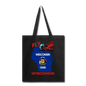 Fly Wisconsin - State Flag - Biplane - Tote Bag - black