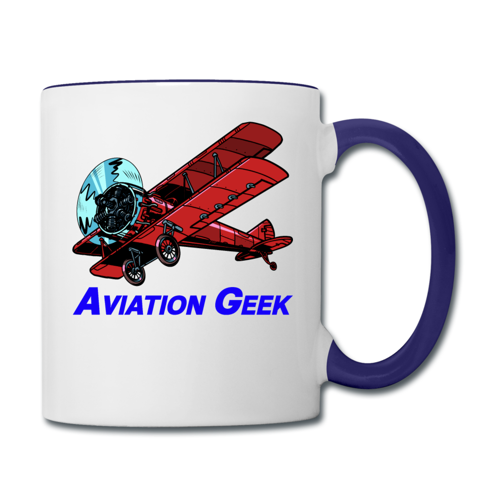 Aviation Geek - Contrast Coffee Mug - white/cobalt blue