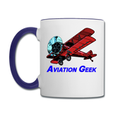 Aviation Geek - Contrast Coffee Mug - white/cobalt blue