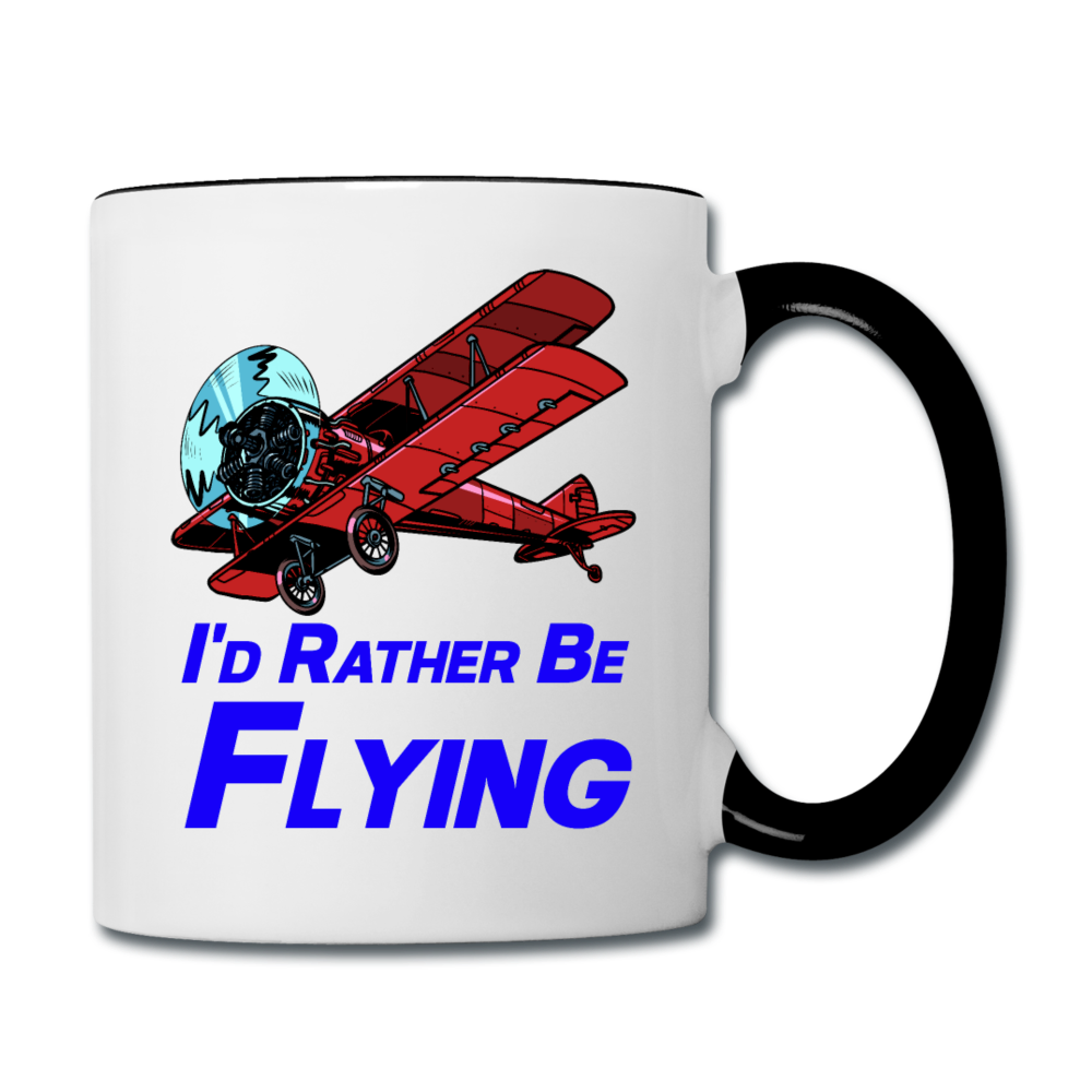 I'd Rather Be Flying - Biplane - Contrast Coffee Mug - white/black