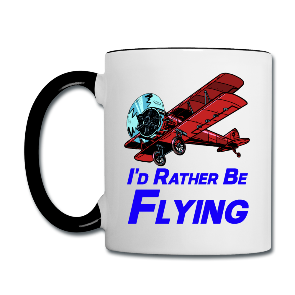 I'd Rather Be Flying - Biplane - Contrast Coffee Mug - white/black