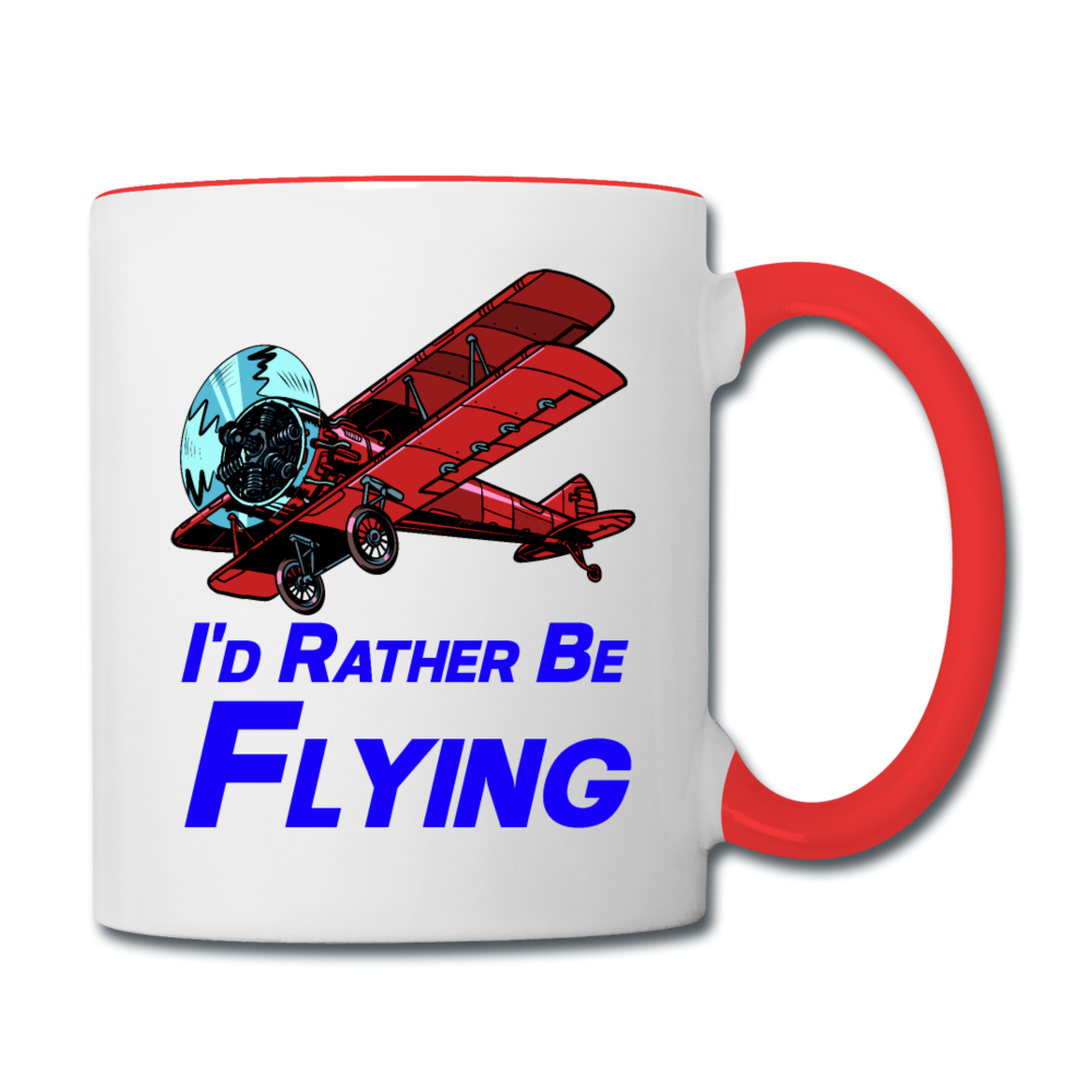 I'd Rather Be Flying - Biplane - Contrast Coffee Mug - white/red