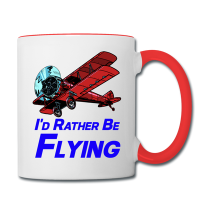 I'd Rather Be Flying - Biplane - Contrast Coffee Mug - white/red