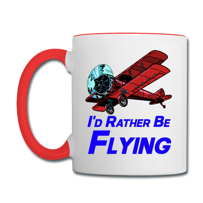 I'd Rather Be Flying - Biplane - Contrast Coffee Mug - white/red