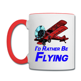 I'd Rather Be Flying - Biplane - Contrast Coffee Mug - white/red