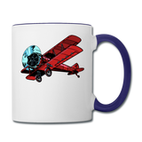 Red Biplane - Contrast Coffee Mug - white/cobalt blue
