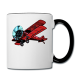 Red Biplane - Contrast Coffee Mug - white/black