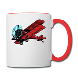 Red Biplane - Contrast Coffee Mug - white/red