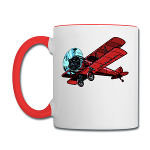 Red Biplane - Contrast Coffee Mug - white/red