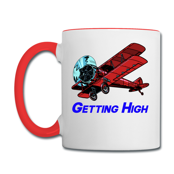 Getting High - Biplane - Contrast Coffee Mug - white/red