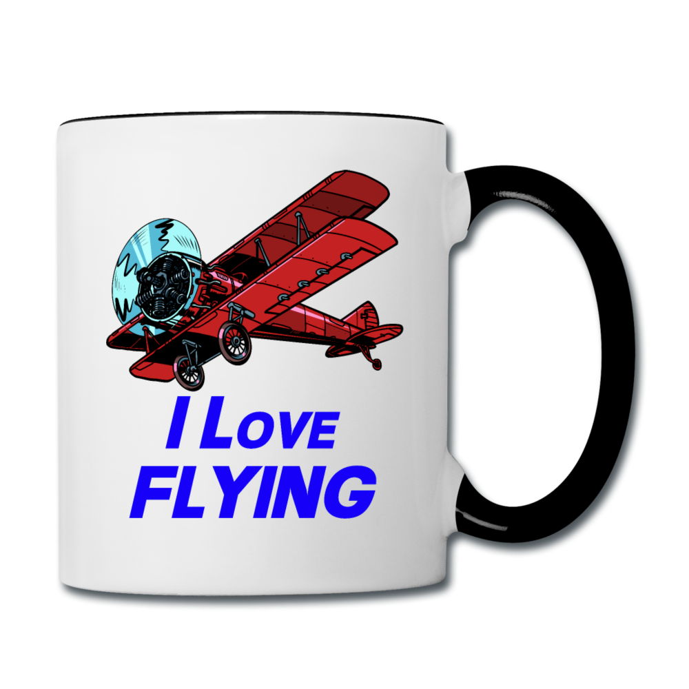 I Love Flying - Biplane - Contrast Coffee Mug - white/black