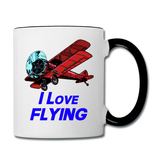 I Love Flying - Biplane - Contrast Coffee Mug - white/black