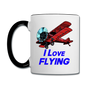 I Love Flying - Biplane - Contrast Coffee Mug - white/black