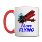 I Love Flying - Biplane - Contrast Coffee Mug - white/red