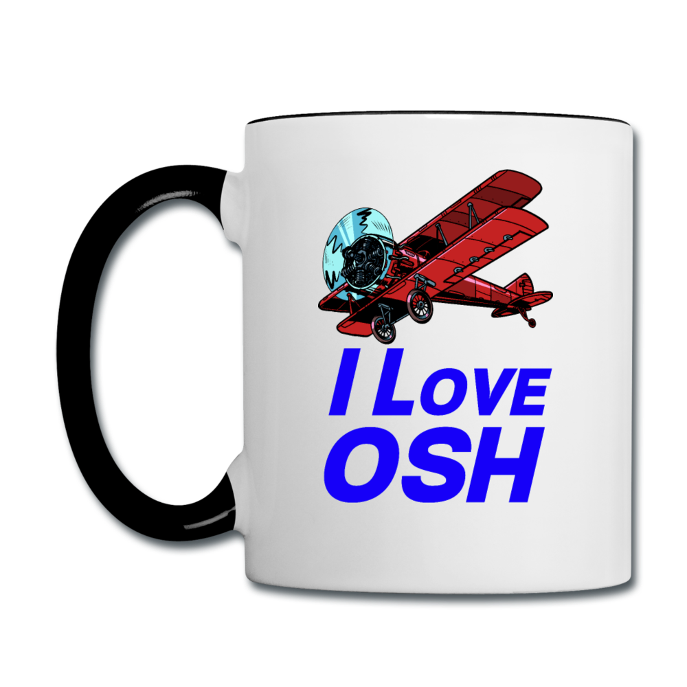 I Love OSH - Biplane - Contrast Coffee Mug - white/black