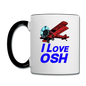 I Love OSH - Biplane - Contrast Coffee Mug - white/black