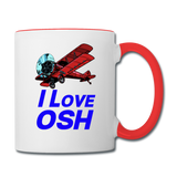 I Love OSH - Biplane - Contrast Coffee Mug - white/red