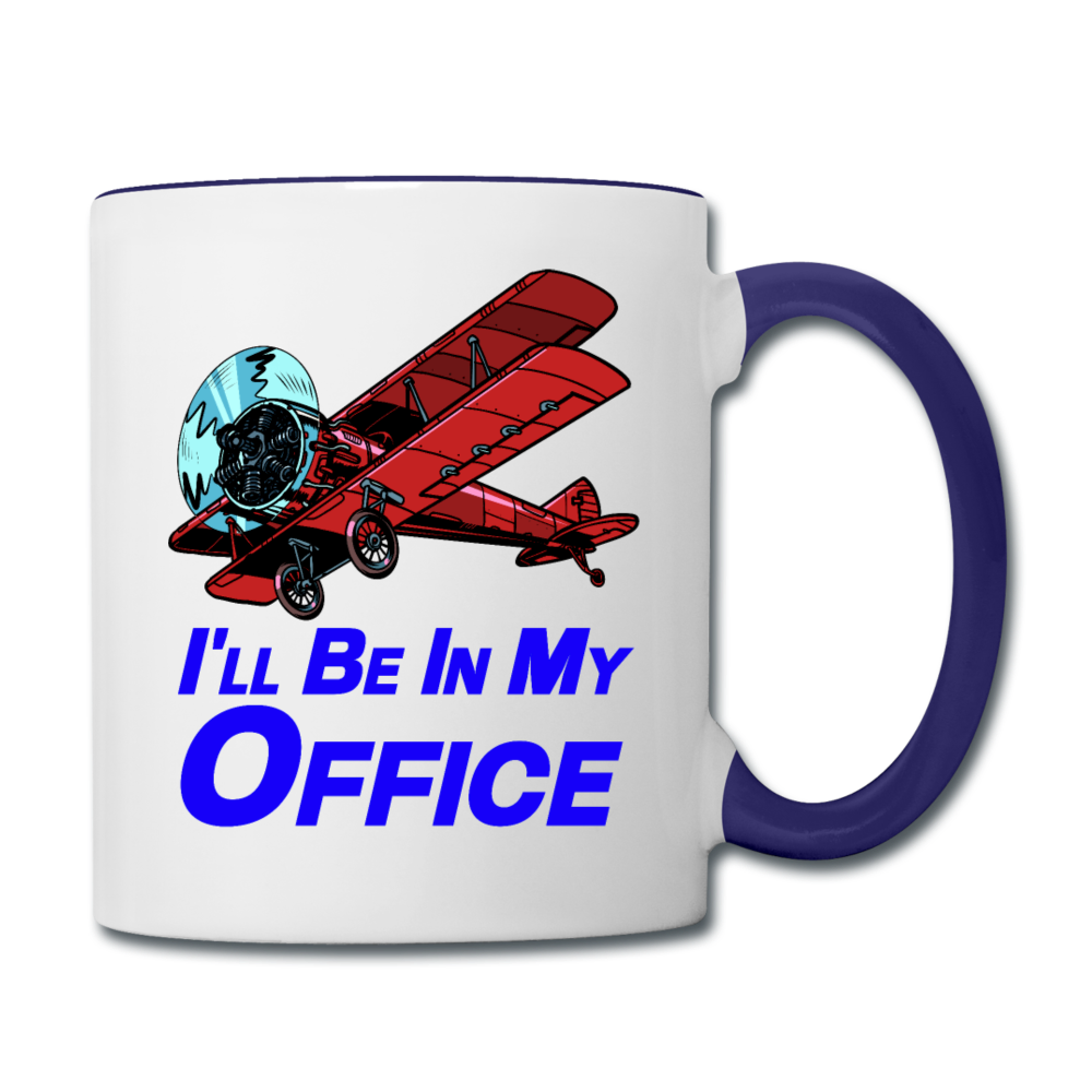 I'll Be In My Office - Biplane - Contrast Coffee Mug - white/cobalt blue