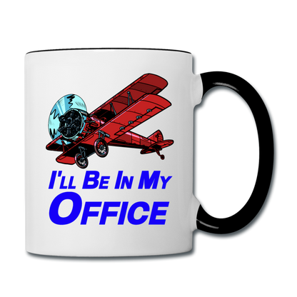 I'll Be In My Office - Biplane - Contrast Coffee Mug - white/black