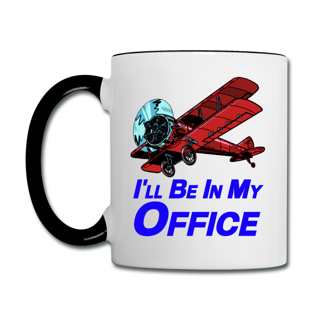 I'll Be In My Office - Biplane - Contrast Coffee Mug - white/black