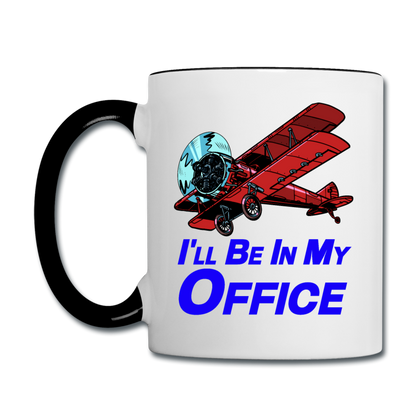 I'll Be In My Office - Biplane - Contrast Coffee Mug - white/black