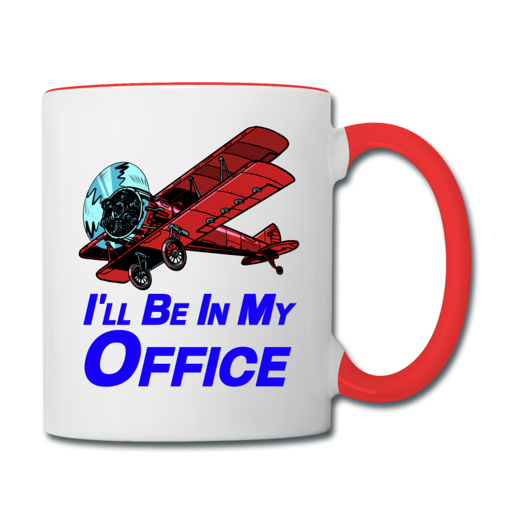 I'll Be In My Office - Biplane - Contrast Coffee Mug - white/red