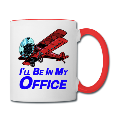 I'll Be In My Office - Biplane - Contrast Coffee Mug - white/red