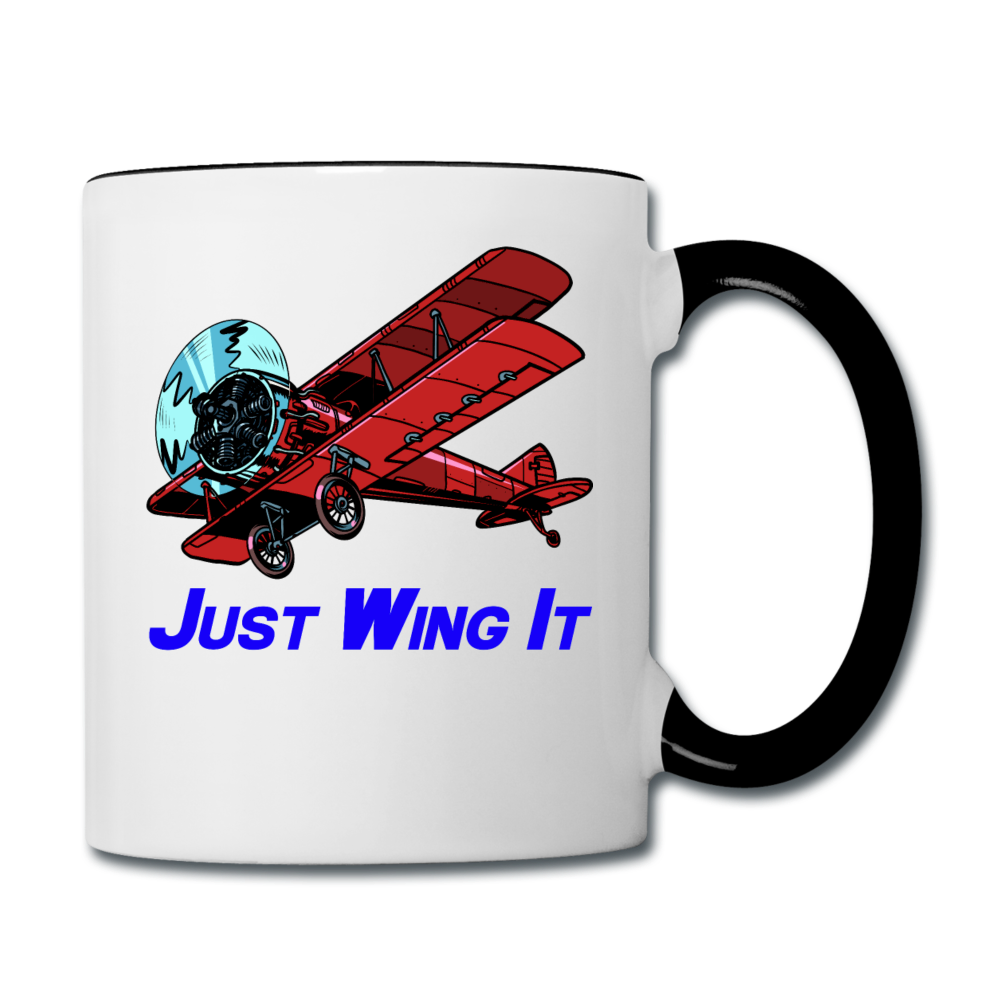 Just Wing It - Biplane - Contrast Coffee Mug - white/black