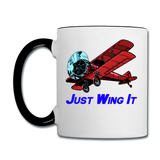 Just Wing It - Biplane - Contrast Coffee Mug - white/black