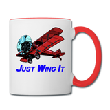 Just Wing It - Biplane - Contrast Coffee Mug - white/red