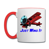 Just Wing It - Biplane - Contrast Coffee Mug - white/red