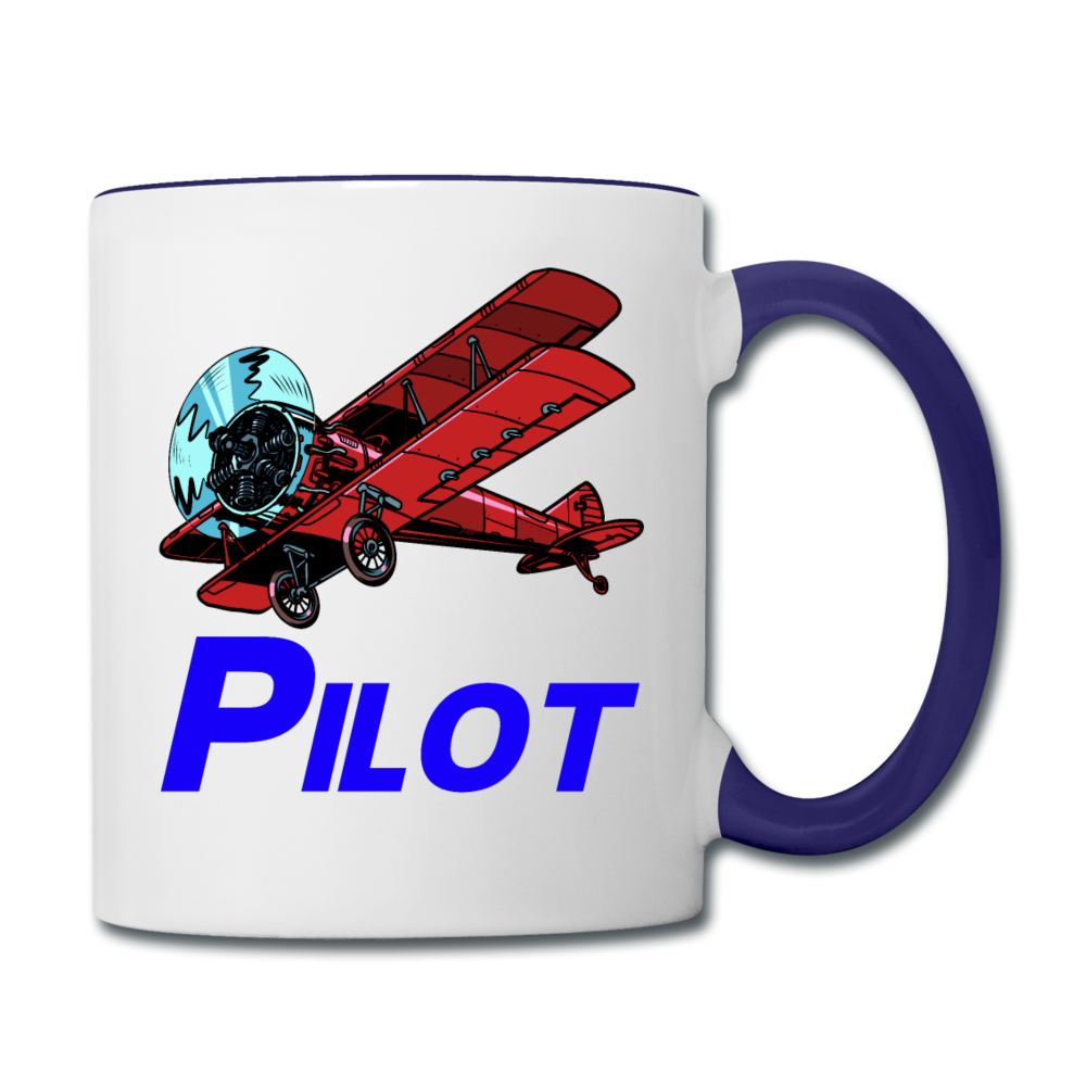 Pilot - Biplane - Contrast Coffee Mug - white/cobalt blue