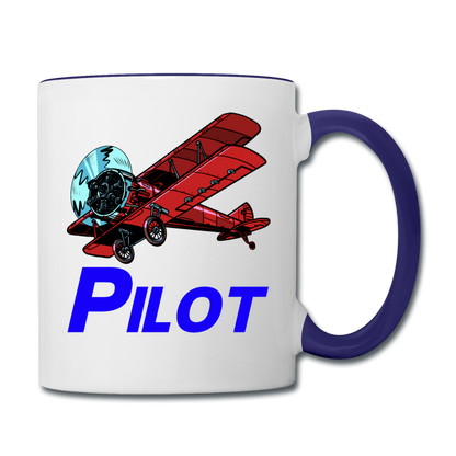 Pilot - Biplane - Contrast Coffee Mug - white/cobalt blue