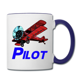 Pilot - Biplane - Contrast Coffee Mug - white/cobalt blue