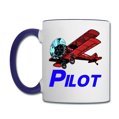 Pilot - Biplane - Contrast Coffee Mug - white/cobalt blue