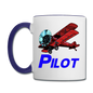 Pilot - Biplane - Contrast Coffee Mug - white/cobalt blue