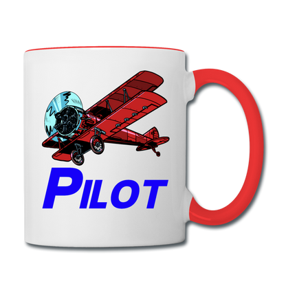 Pilot - Biplane - Contrast Coffee Mug - white/red