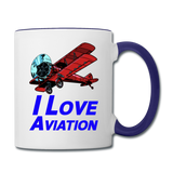 I Love Aviation - Contrast Coffee Mug - white/cobalt blue