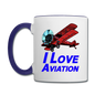 I Love Aviation - Contrast Coffee Mug - white/cobalt blue