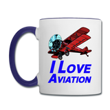 I Love Aviation - Contrast Coffee Mug - white/cobalt blue