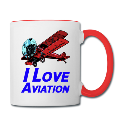 I Love Aviation - Contrast Coffee Mug - white/red