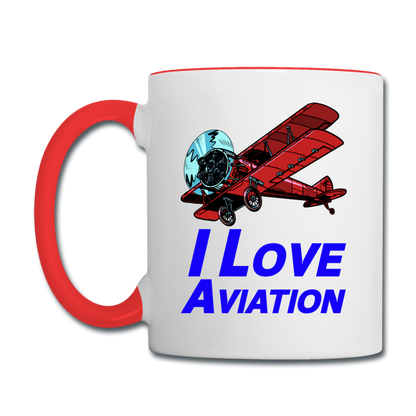 I Love Aviation - Contrast Coffee Mug - white/red