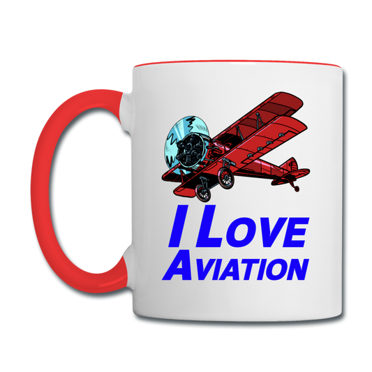 I Love Aviation - Contrast Coffee Mug - white/red